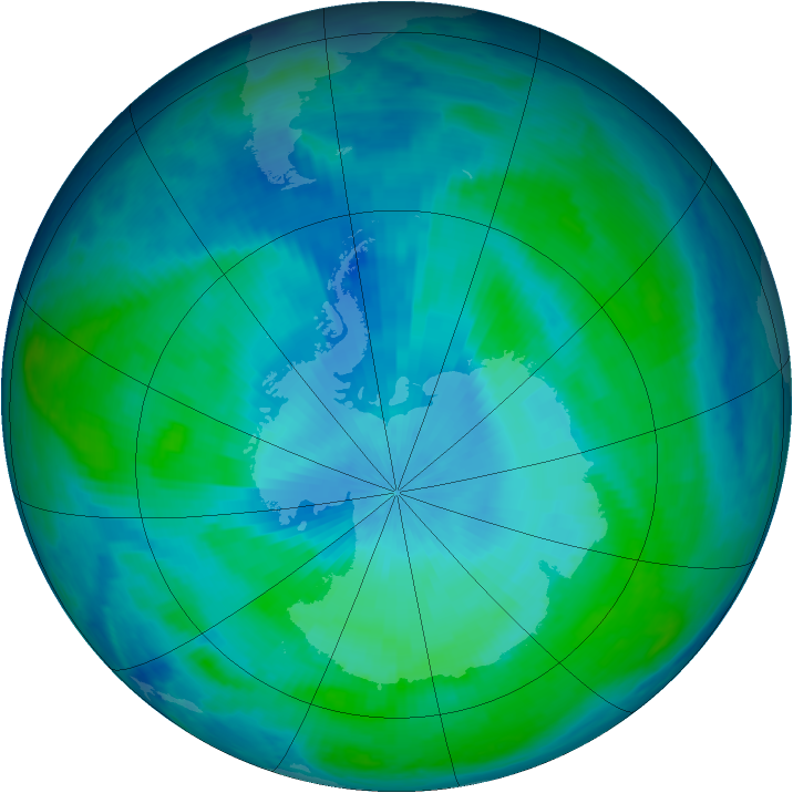 Antarctic ozone map for 18 February 1998